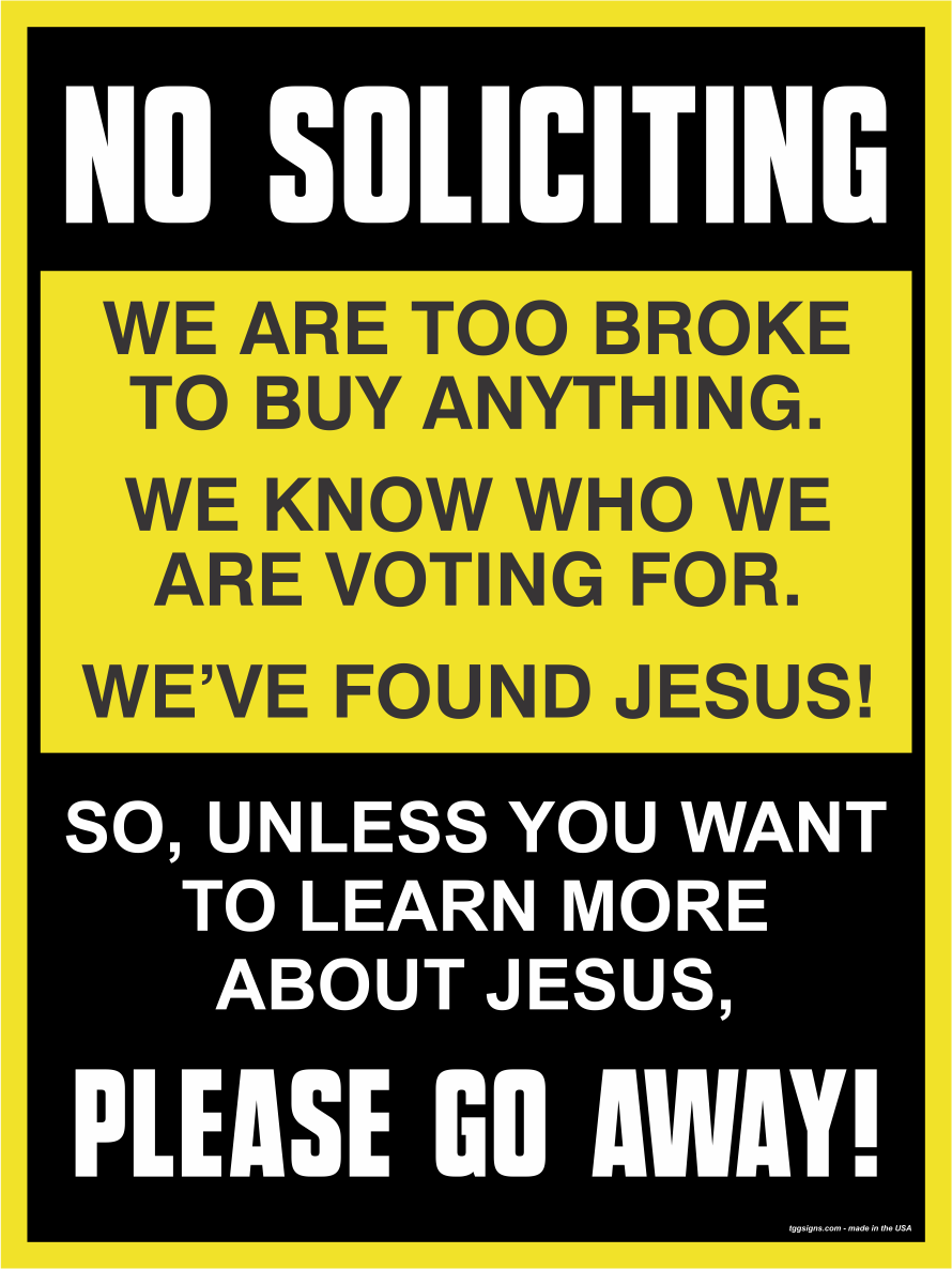 No Soliciting Sign