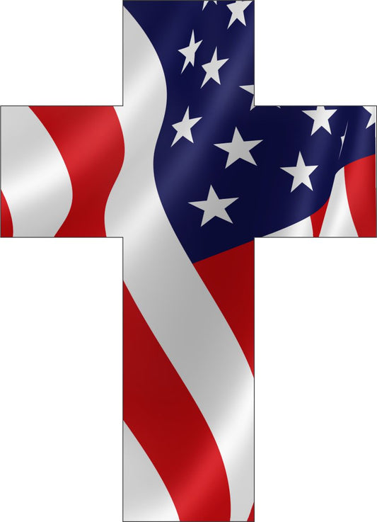 American Flag Cross Decal